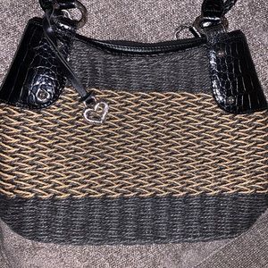 Brighton Straw bag/Purse with black handles. In brown & black. Used.